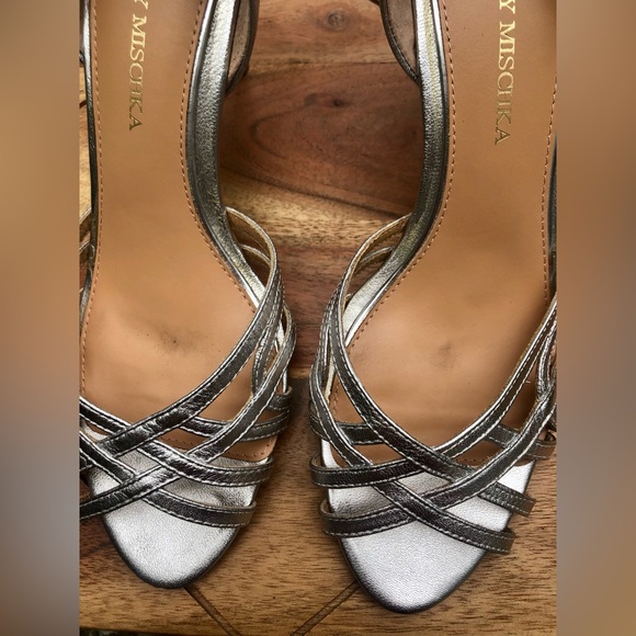 Badgley Mischka Silver High Heel Sandals | Size 8M - Picture 9 of 9